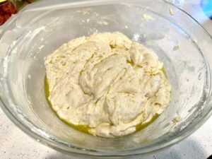 mixed focaccia dough
