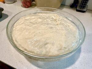 risen focaccia dough