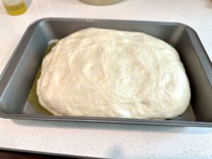 focaccia dough after final rise