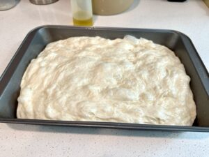 pressed focaccia dough