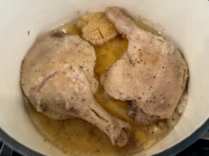 duck legs skin side up